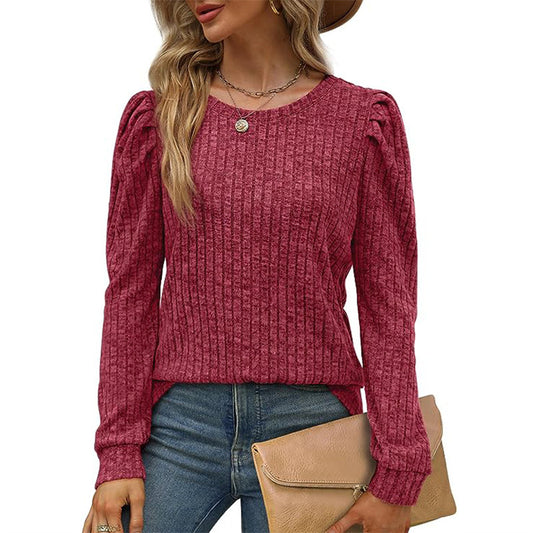 Pull à manches bouffantes texturé Chic und Stil pour femmes