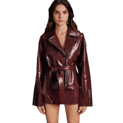 Dame Veste en similicuir avec finition brillante Chic und Stil