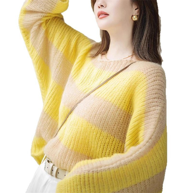 Pull femme décontracté en tricot épais avec motif transparent Chic und Stil