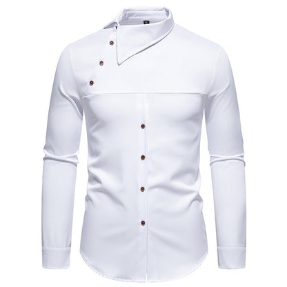 Chemise à manches longues pour hommes avec col innovant et design asymétrique Chic und Stil