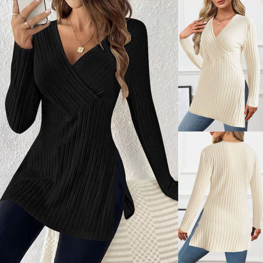 Top à enroulement pour femmes avec un design à côtes texturé et une coupe moderne Chic und Stil