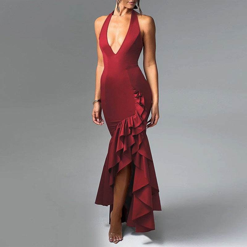 Robe de soirée à col halter à volants Chic und Stil