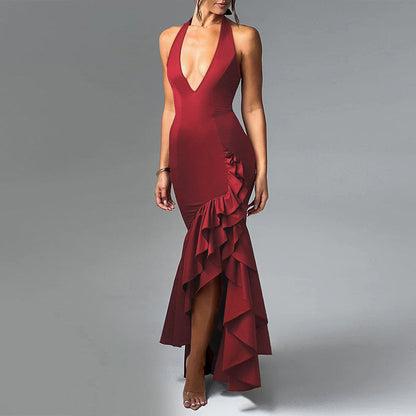 Robe de soirée à col halter à volants Chic und Stil