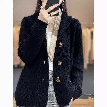 Dames gilet en tricot douillet avec grandes poches et fermeture à boutons élégante Chic und Stil