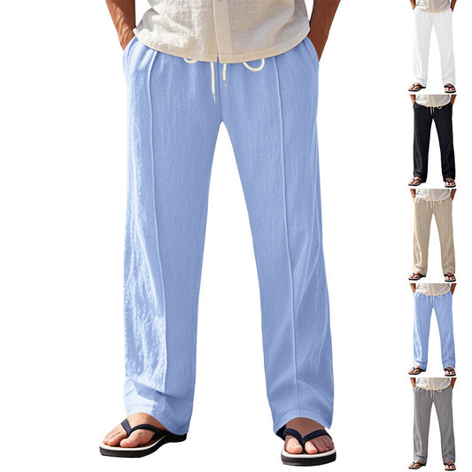 Casual linen pants for men with elastic waist and large side pockets Chic and Style