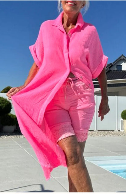 Robe de couverture à boutons en coton léger pour femme Chic und Stil