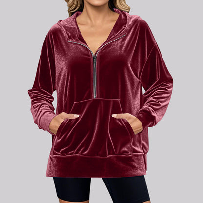 Pull en velours pour femme avec col montant et poches pratiques Chic und Stil