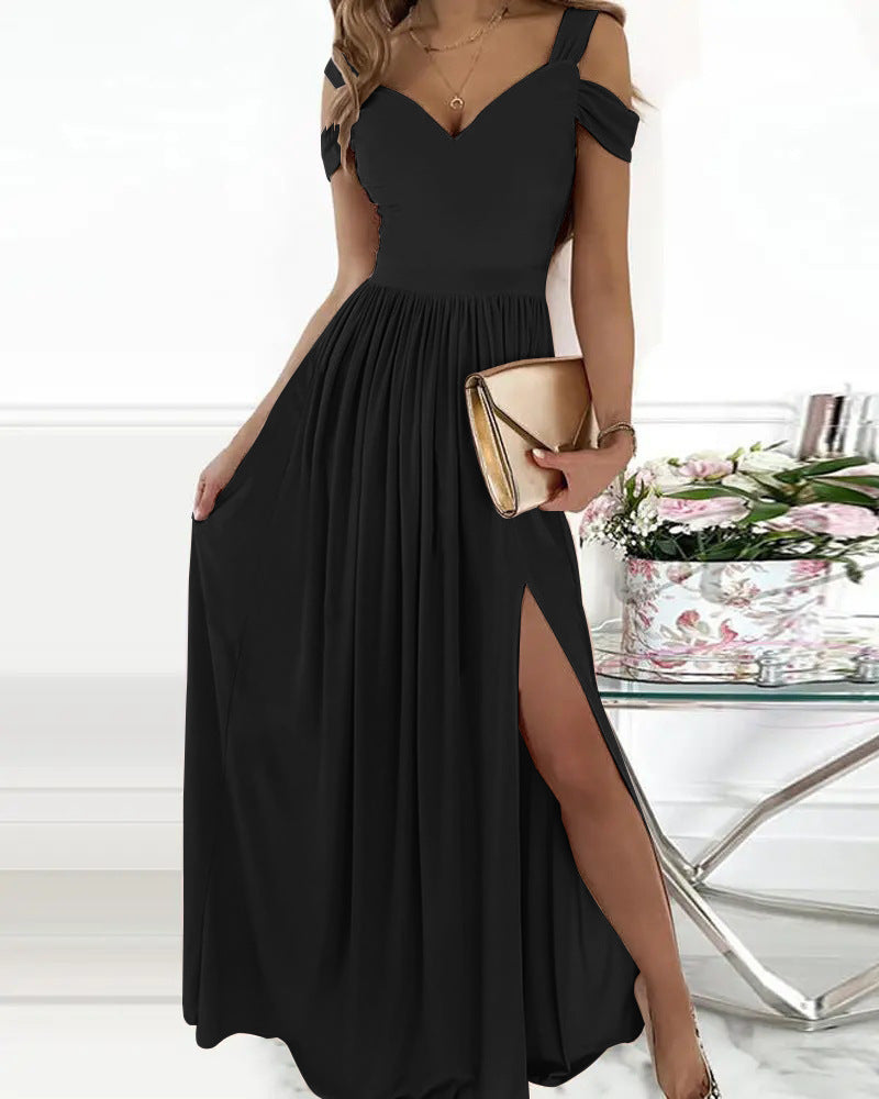 Robe maxi pour femme avec design sans épaules et fente raffinée Chic und Stil