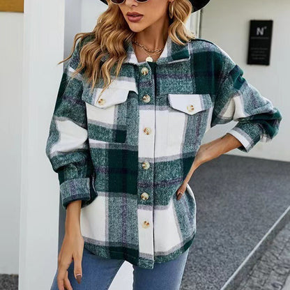 Dames Chemise en flanelle à carreaux avec boutonnière et poches Chic und Stil