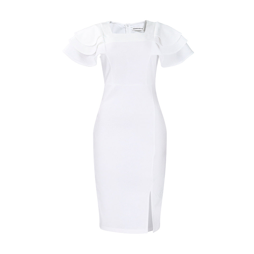 Robe midi femme avec des détails volants élégants Chic und Stil