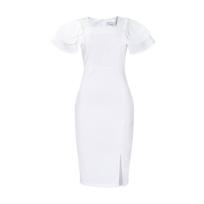Robe midi femme avec des détails volants élégants Chic und Stil