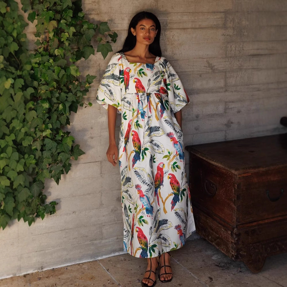 Robe maxi femme avec motifs floraux et manches aérées Chic und Stil