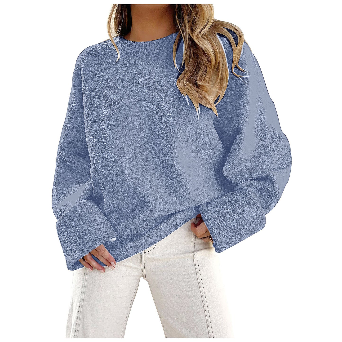 Dames Pull en laine moelleux oversized avec larges bords Chic und Stil
