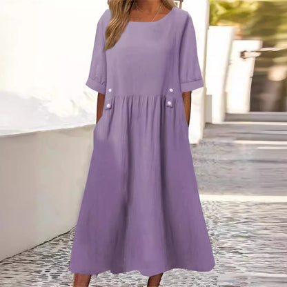 Robe d'été femme simple avec poches pratiques et une coupe décontractée Chic und Stil