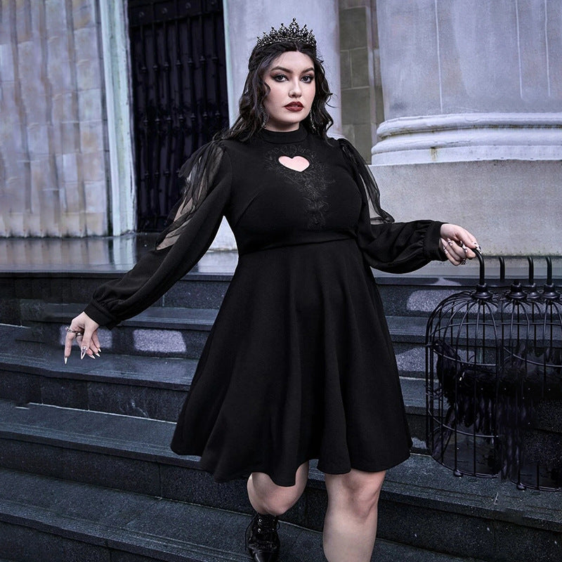 Robe mini évasée élégante pour femmes avec détail de manches transparentes Chic und Stil
