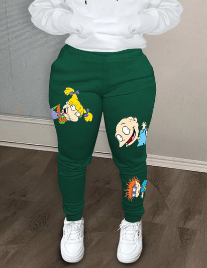 Women's sweatpants with colorful cartoon print Chic and Style