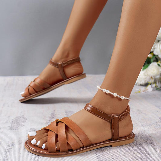Sandales à brides pour femmes en cuir de haute qualité et avec une sangle élastique Chic und Stil