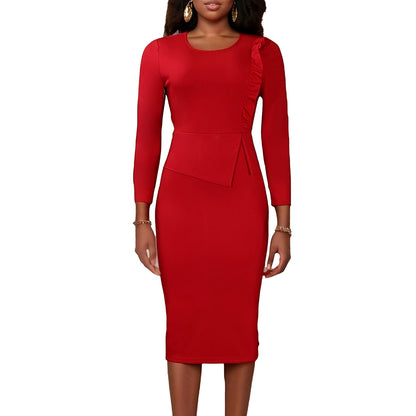 Robe ajustée pour femmes avec manches longues et ruching Chic und Stil