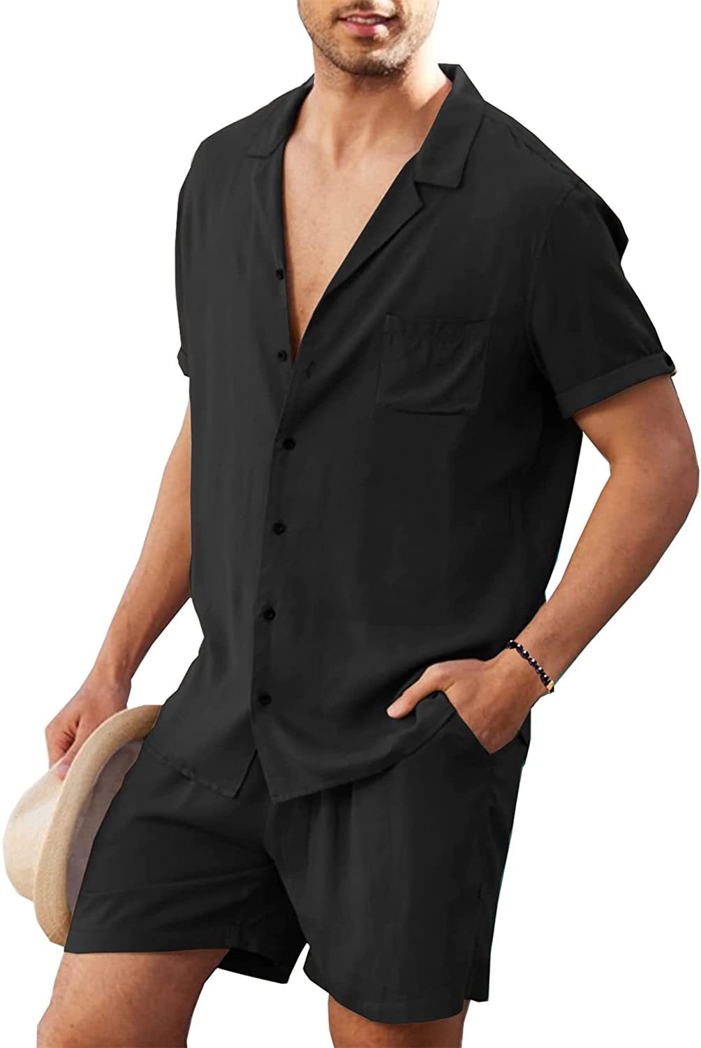 Homme Décontracté Ensemble Chemise à Manches Courtes et Shorts Chic und Stil