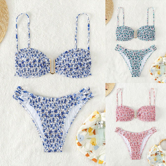 Ladies Smocked Bandeau Bikini Set Chic and Style