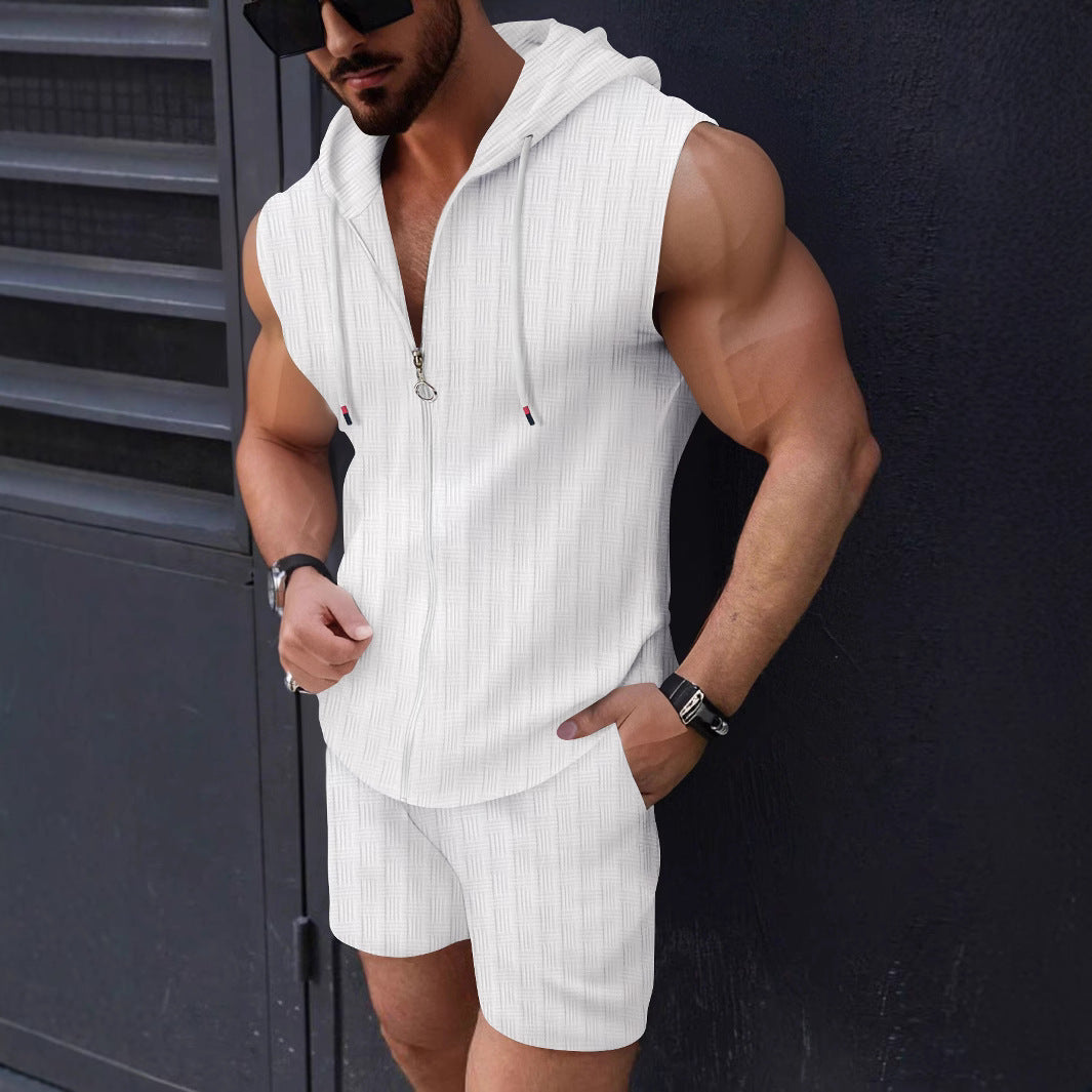 Men's sleeveless zip-up hoodie and shorts set Chic and Style