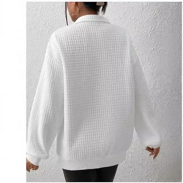 Dame Hoodie avec col mi-haut et tissu texturé Chic und Stil