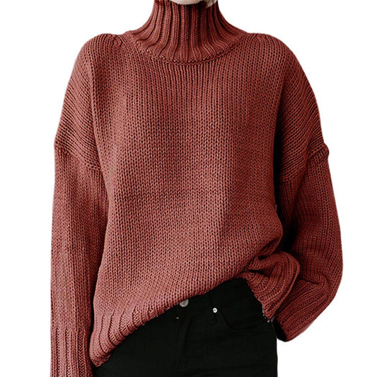 Dames Pull-over en tricot épais avec col montant et coupe décontractée Chic und Stil