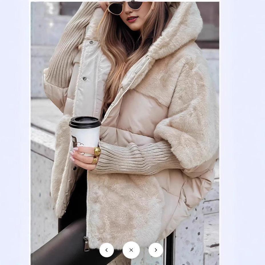 Functional jacket for women with attractive fur elements and hood Chic and Style