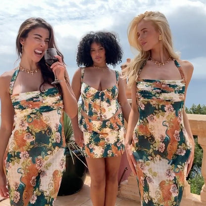 Robe maxi à bretelles à motif floral Chic und Stil