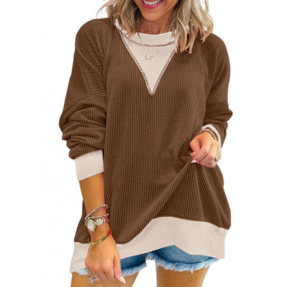 Pull décontracté pour femmes en matériau structuré avec décolleté en V Chic und Stil