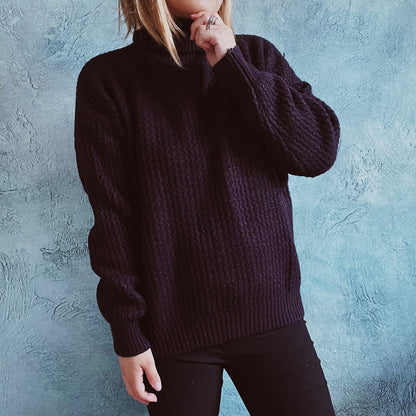 Pull en gros tricot pour femmes avec motif texturé et col haut Chic und Stil