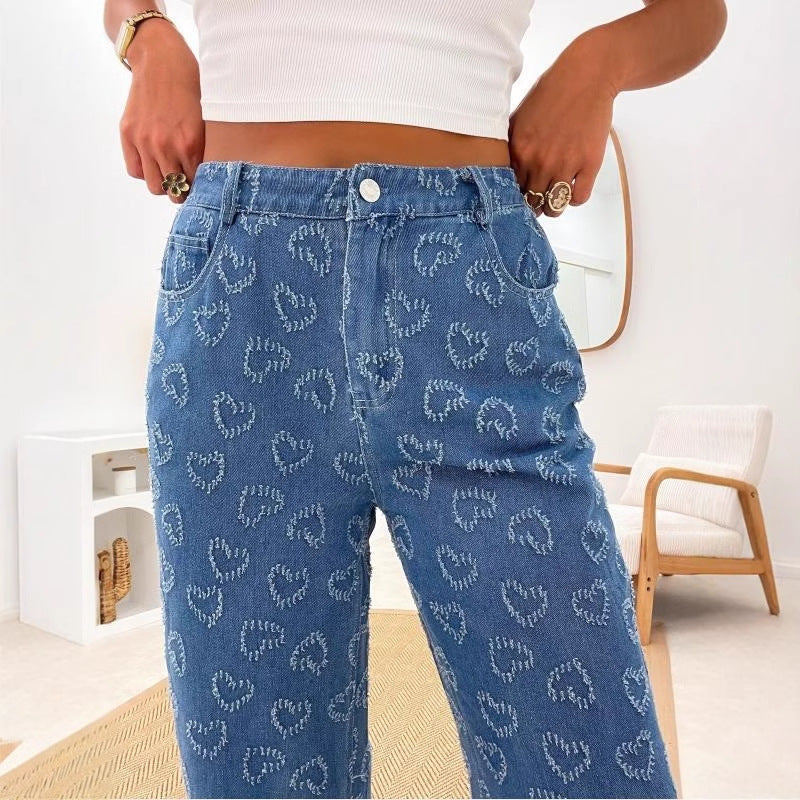Chic and Style Floral Print Women's Jeans Pants