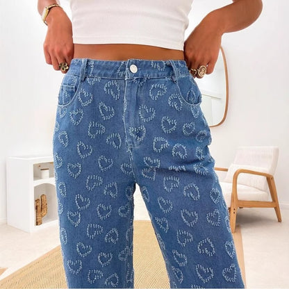 Chic and Style Floral Print Women's Jeans Pants