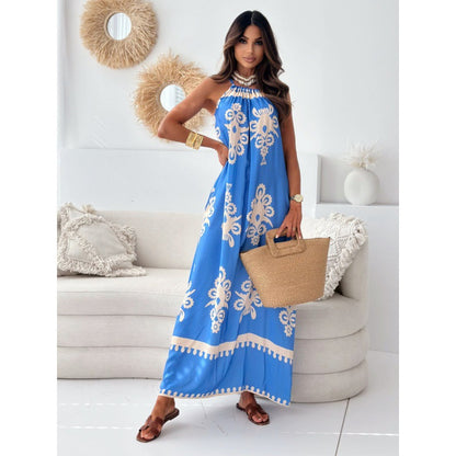 Robe maxi à col halter boho pour femme Chic und Stil