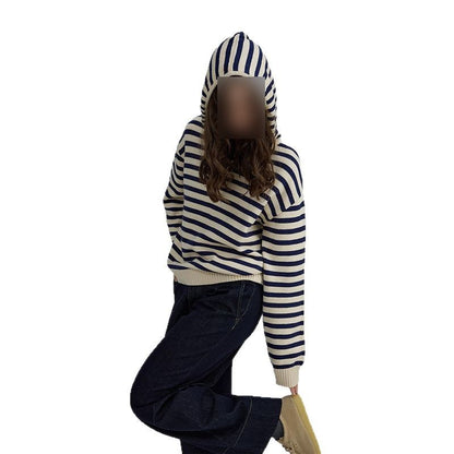 Sweat à capuche rayé court pour femmes Chic und Stil