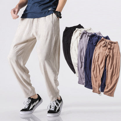 Casual harem pants for men in breathable linen material Chic and Style