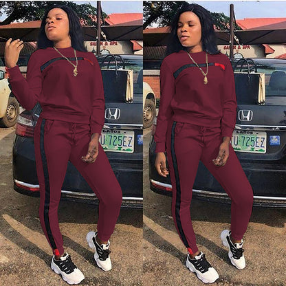 Dames Ensemble de sport élégant avec bandes contrastantes et taille élastique Chic und Stil