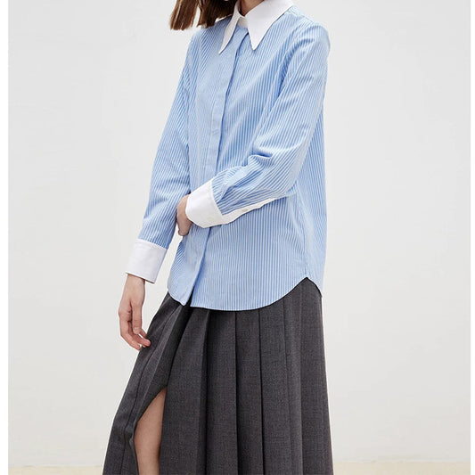 Chemise à boutons rayée décontractée pour femmes Chic und Stil