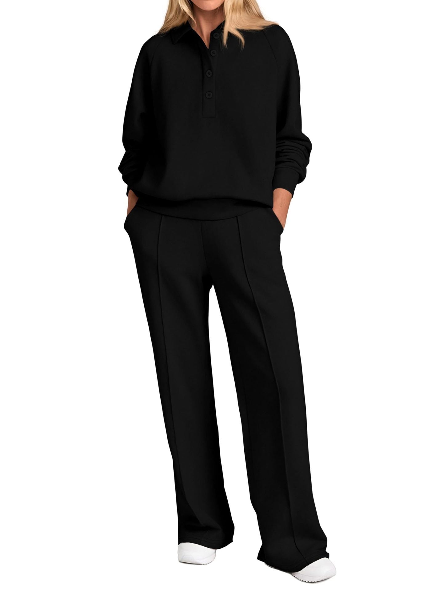 Chic and Style loose leisure pants and women's polo shirt