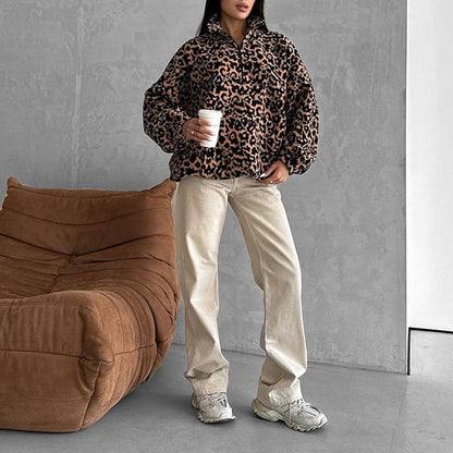 Pull oversized pour femmes à motif léopard Chic und Stil