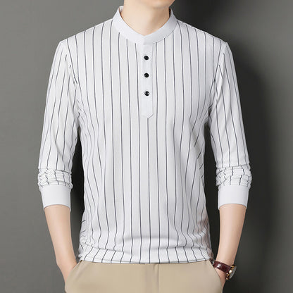 Chemise polo pour hommes avec un élégant motif rayé et une patte de boutonnage de haute qualité Chic und Stil