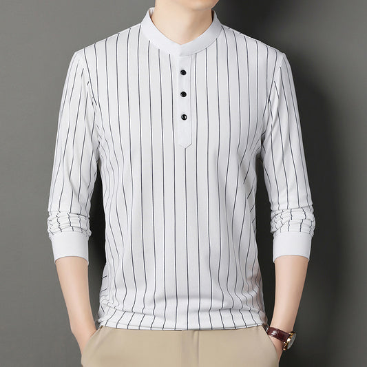 Chemise polo pour hommes avec un élégant motif rayé et une patte de boutonnage de haute qualité Chic und Stil