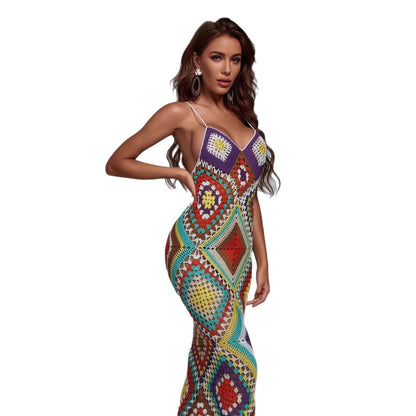 Robe maxi en tricot pour femmes au design en crochet unique Chic und Stil