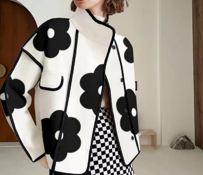 Damen modische Übergangsjacke mit floralem Muster Chic und Stil