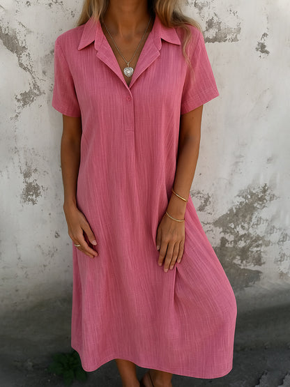 Robe maxi décontractée pour femmes avec col et manches courtes Chic und Stil