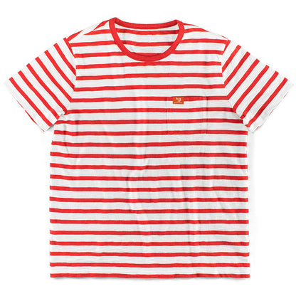 T-shirt à manches courtes rayé pour hommes avec poche poitrine et col rond Chic und Stil