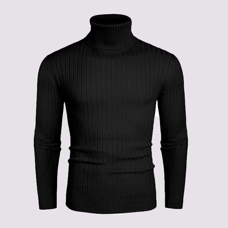 Pull à col roulé pour hommes avec design côtelé Chic und Stil