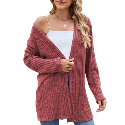 Dames élégante cardigan à design ouvert et fine structure côtelée Chic und Stil