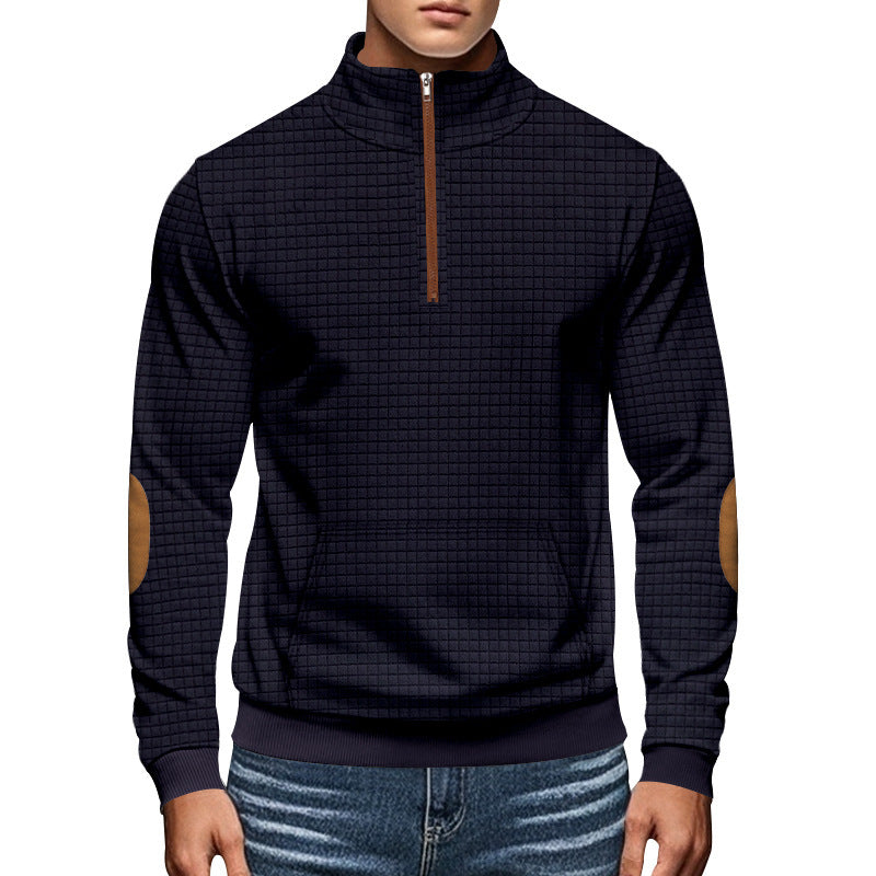Sporty pullover for men with half-zip closure and textured surface Chic and Style