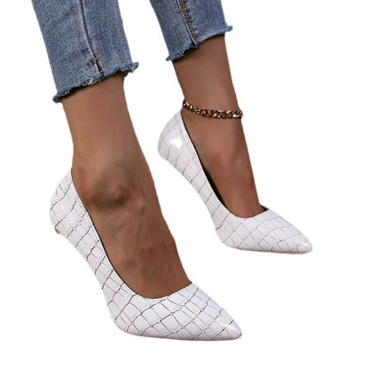 Dames Élégantes Escarpins à Talons Hauts avec Design de Crocodile Brillant et Talon Marquant Chic und Stil